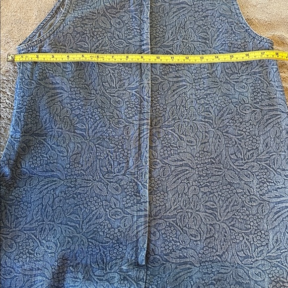Vintage Y2K 90s Floral Berry Print 100% Cotton Denim Dress Big Pockets - Picture 6 of 6